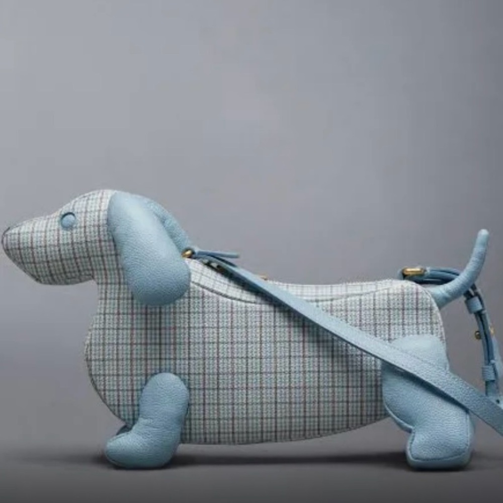 thom browne hector leather baguette blue check